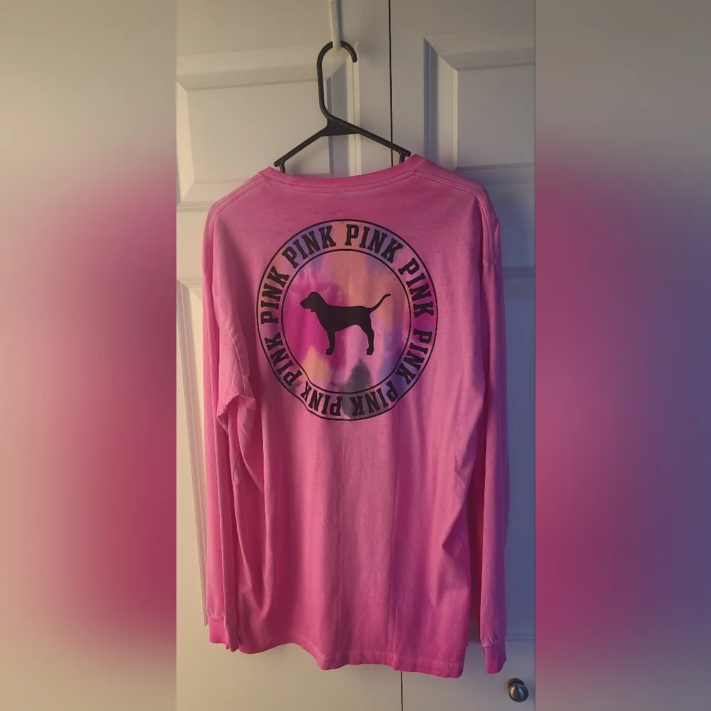VS PINK Vintage 2017 HTF Bright Pink Campus T-Shirt - Size Large NWOT - Picture 3 of 8